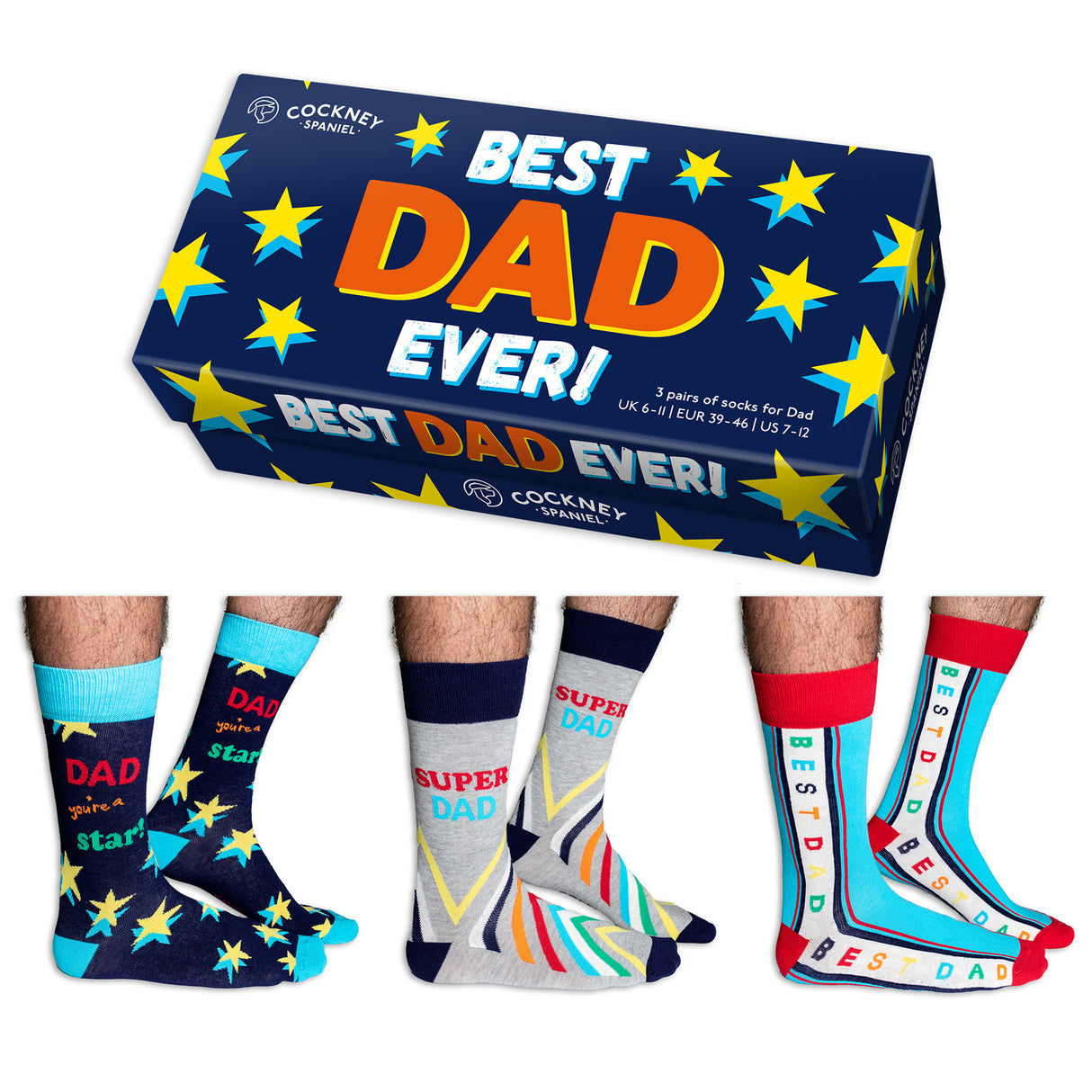 Best Dad ever! Papa Socken in 39-46 (3 Paare)