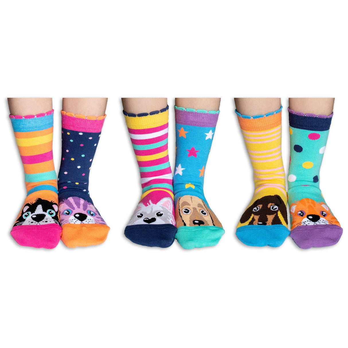 Peek-A-Boo Haustiere Oddsocks Socken in 27-30 im 6er Set