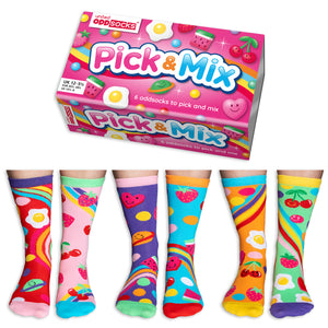 Pick & Mix Süßigkeiten Oddsocks Socken in 30,5-38,5 im 6er Set