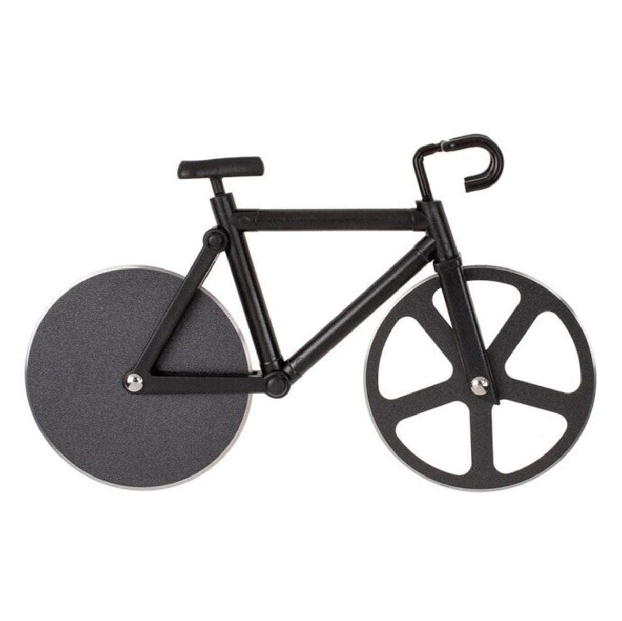 Fahrrad Pizzaschneider in schwarz mit Ständer
