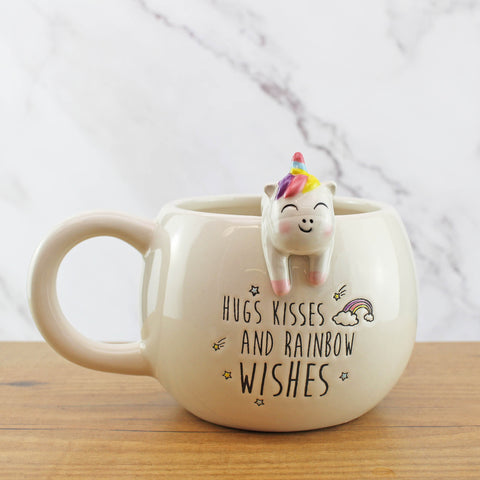 Tier Kaffeebecher mit Einhorn-Figur und Spruch