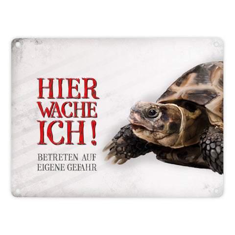 Metallschild mit Schildkröte Motiv und Spruch: Betreten auf eigene Gefahr ...