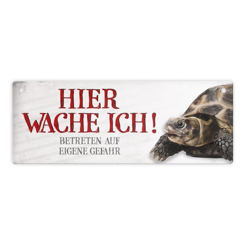 Metallschild mit Schildkröte Motiv und Spruch: Betreten auf eigene Gefahr ...