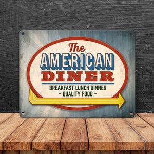 Metallschild mit Classic American Diner Motiv