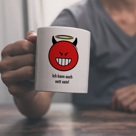 Kaffeebecher mit Spruch: Ich kann auch nett sein!
