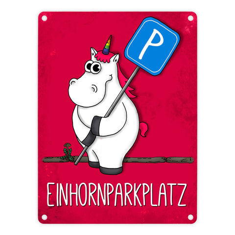Honeycorns Metallschild mit Einhornparkplatz Motiv