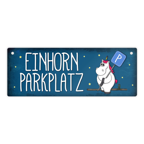 Honeycorns Metallschild mit Einhornparkplatz Motiv