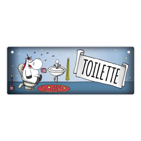 Honeycorns Metallschild mit Einhorn Toilette Motiv