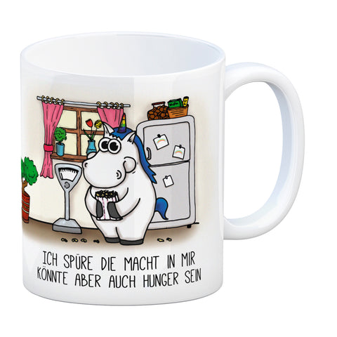 Honeycorns Kaffeebecher mit Einhorn Motiv und Spruch: Ich spüre die Macht in mir. Könnte ...