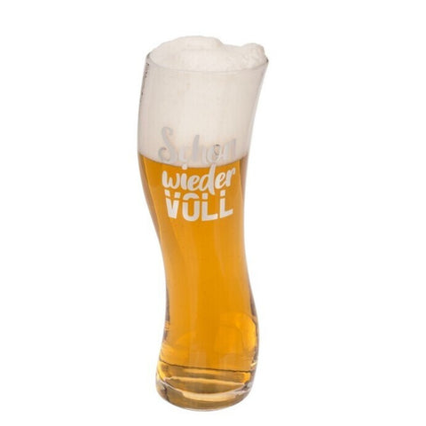 Schon wieder voll Bierglas mit schiefem Design