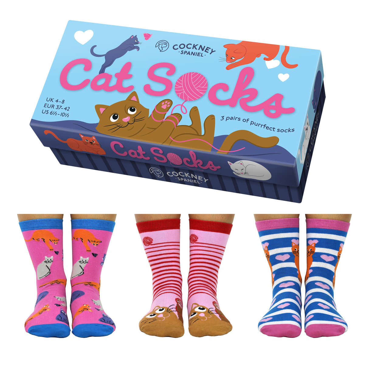Cat Socks Katzen Socken in 37-42 (3 Paare)