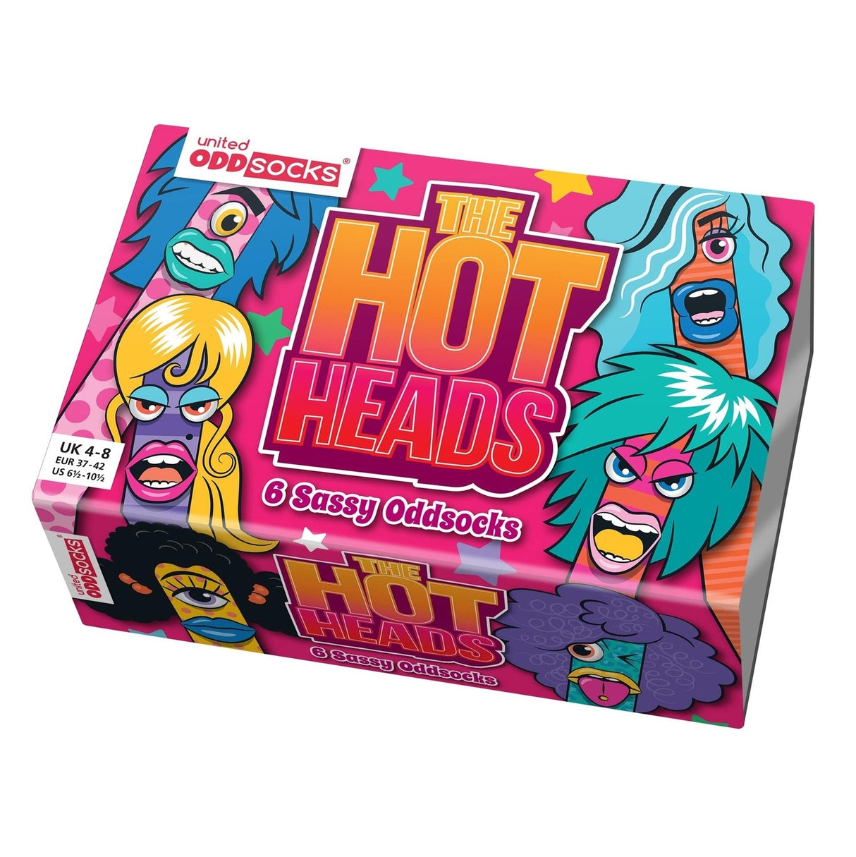 Hot Heads Gesichter Oddsocks Socken in 37-42 im 6er Set