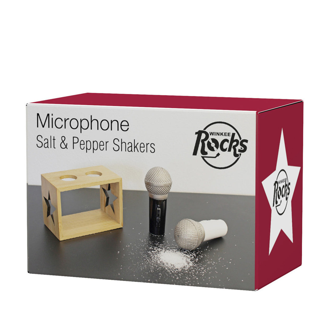 Mikrofon Salz- und Pfefferstreuer Set mit Halterung aus Holz