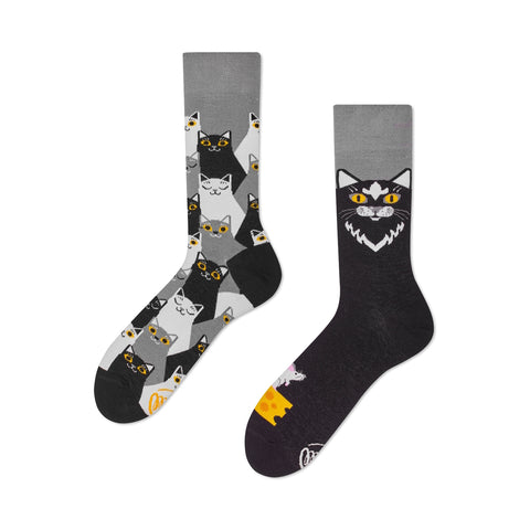 Black Cat Many Mornings Socken mit Katzen in 35-38 im Paar