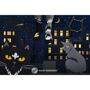 Black Cat Many Mornings Socken mit Katzen in 39-42 im Paar