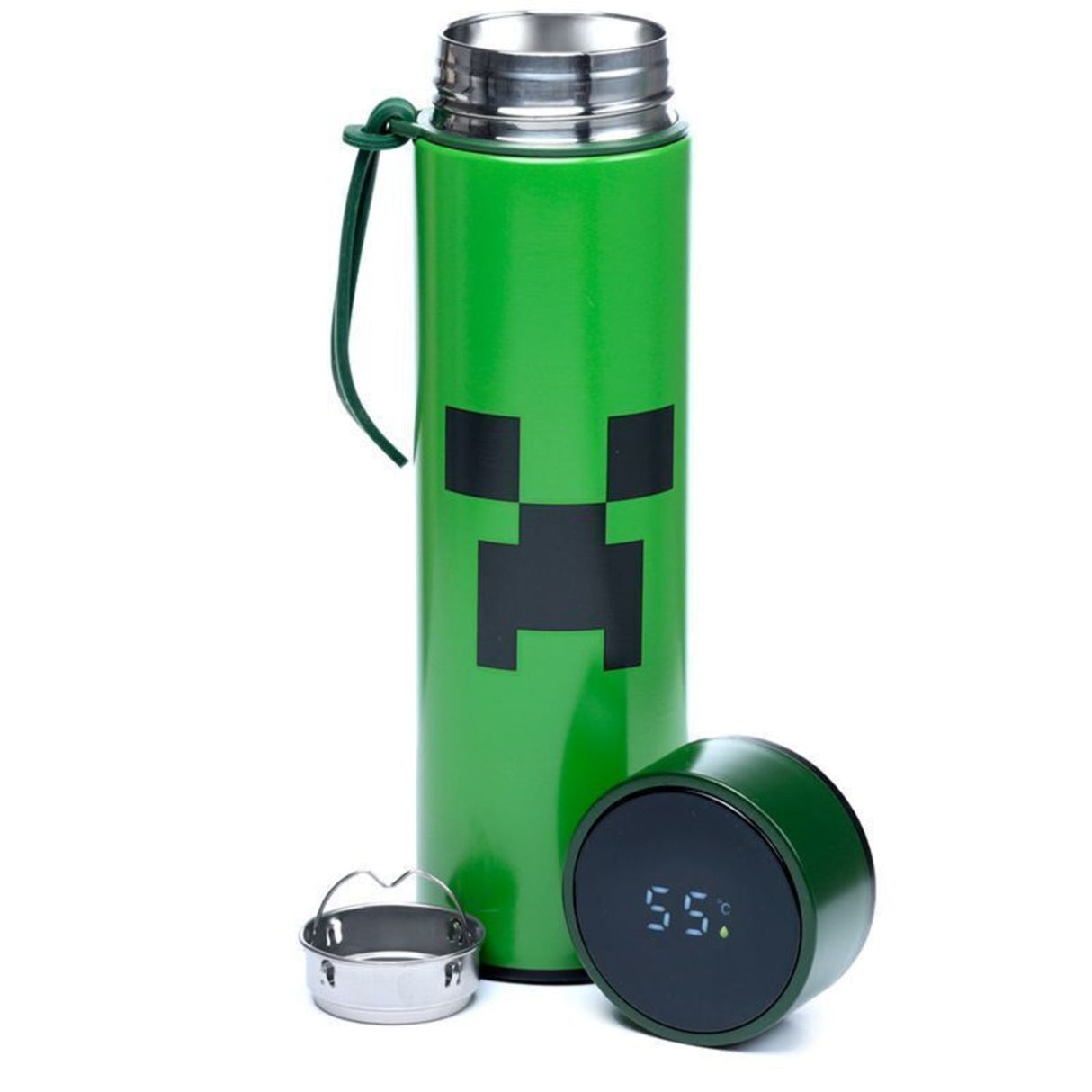 Minecraft Creeper Trinkflasche mit Digital Thermometer