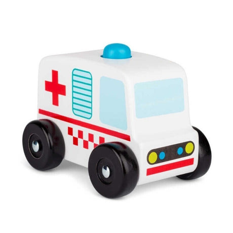 Krankenwagen Spielzeugauto aus Holz mit Sound