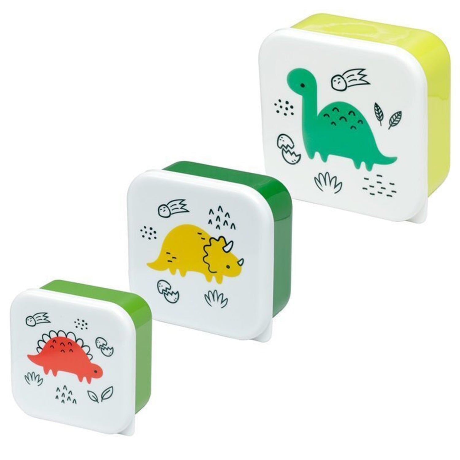 Puckator Dinosaurier Vesperdosen 3er Set – BPA-freie Lunchboxen Für Kinder Mit Coolen Dino-Designs