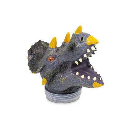 Dinosaurier Spielfiguren in einem Triceratops Kopf im 12er Set