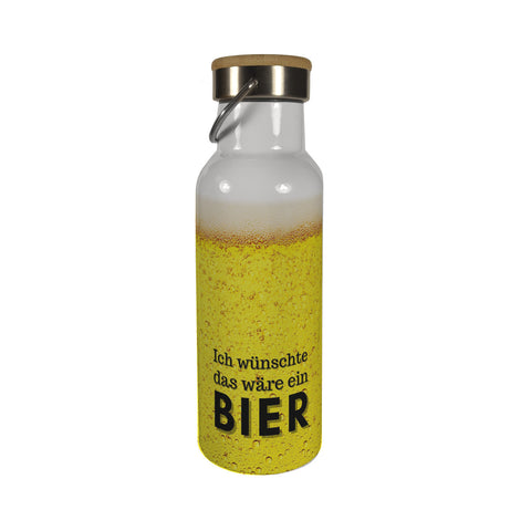 Ich wünschte das wäre ein Bier Thermoflasche mit Bambusdeckel
