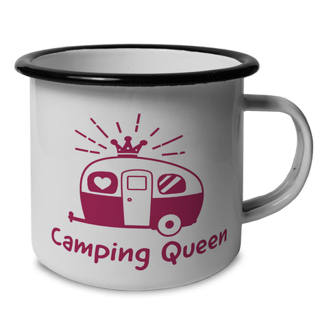 Camping Queen Emailletasse mit Wohnwagen