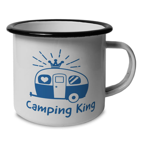 Camping King Emailletasse mit Wohnwagen