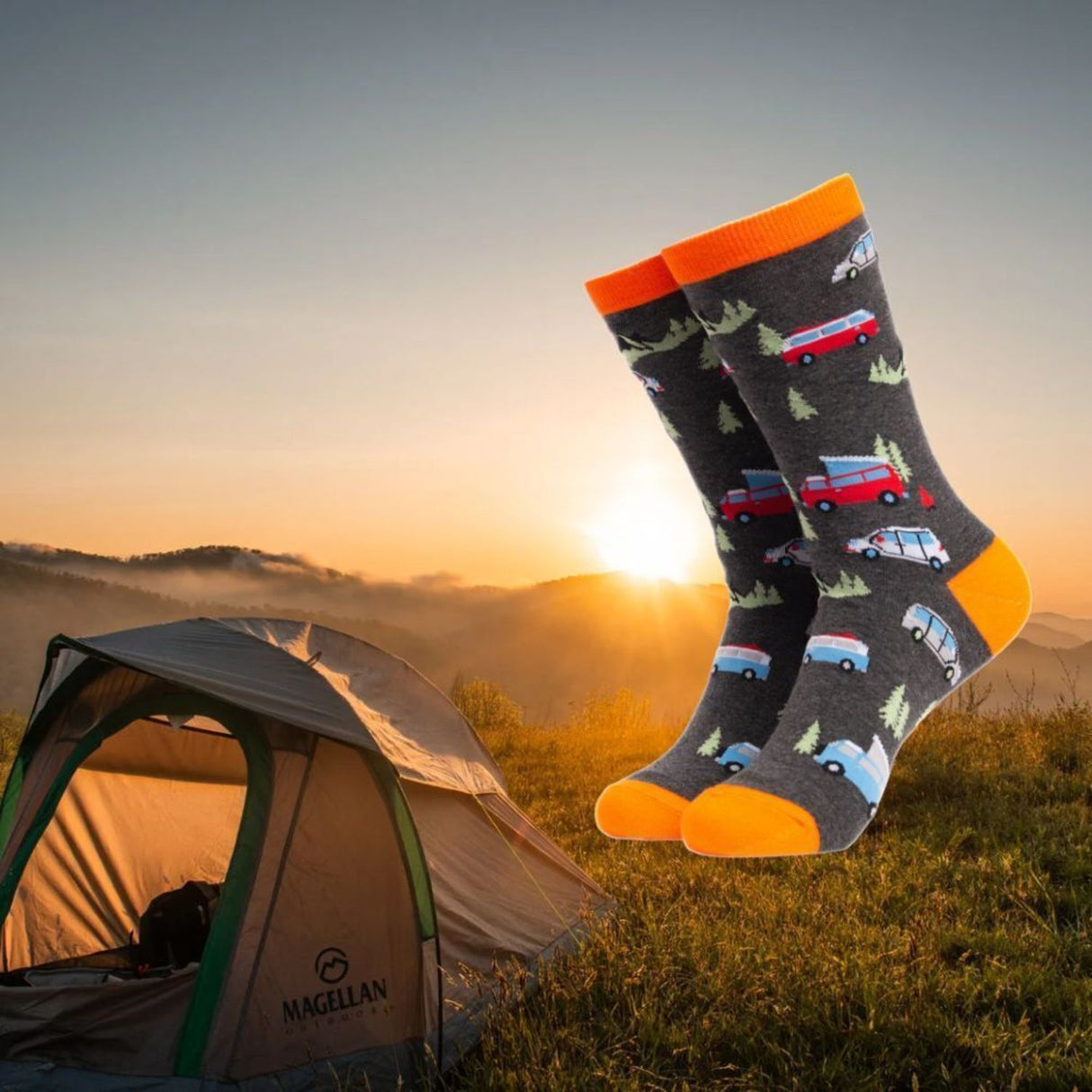 Van Life Camping Soctopus Socken in 43-46 im Paar