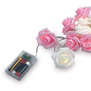 Rosen Lichterkette mit rosa und weißen LED Blüten