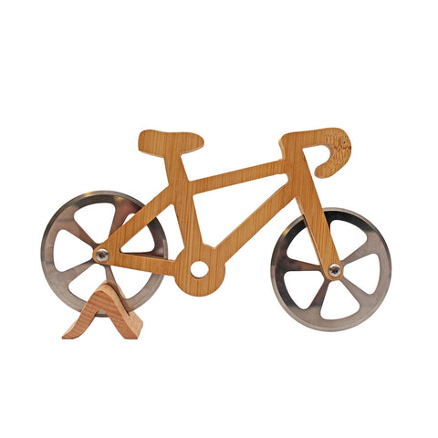 Fahrrad Pizzaschneider mit Holz-Ständer