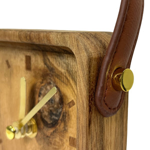 Holz Uhr mit Kunstleder-Gurt und 11cm Höhe