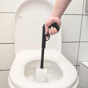 Pistole Toilettenbürste mit Halter in schwarz - hält dein WC in Schuss!