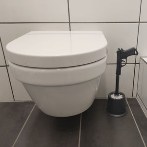 Pistole Toilettenbürste mit Halter in schwarz - hält dein WC in Schuss!