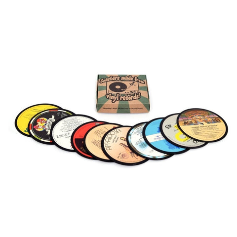 Vinyl Untersetzer im 10er Set aus echten Schallplatten im zufälligen Design
