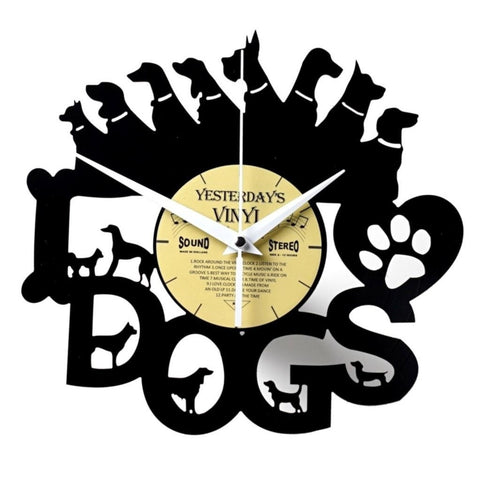 Hunde Vinyl Wanduhr aus einer echten Schallplatte