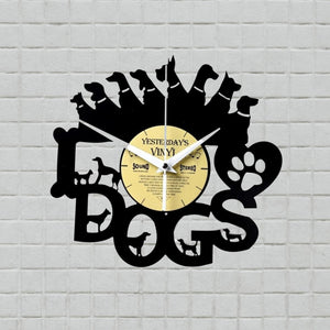 Hunde Vinyl Wanduhr aus einer echten Schallplatte