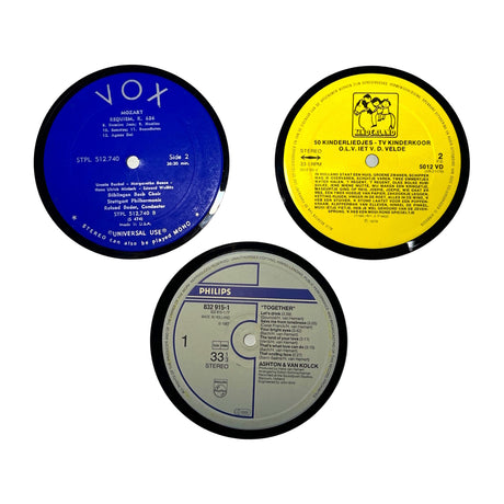 Vinyl Untersetzer im 10er Set aus echten Schallplatten im zufälligen Design