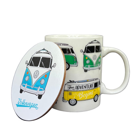 Volkswagen VW T1 Bulli Kaffeebecher mit Untersetzer