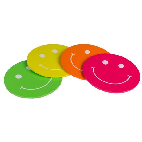 Smile Gesichter Untersetzer in Neon-Farben im 4er Set