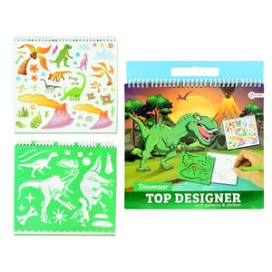 Dinosaurier Skizzenbuch mit Schablonen und Stickern