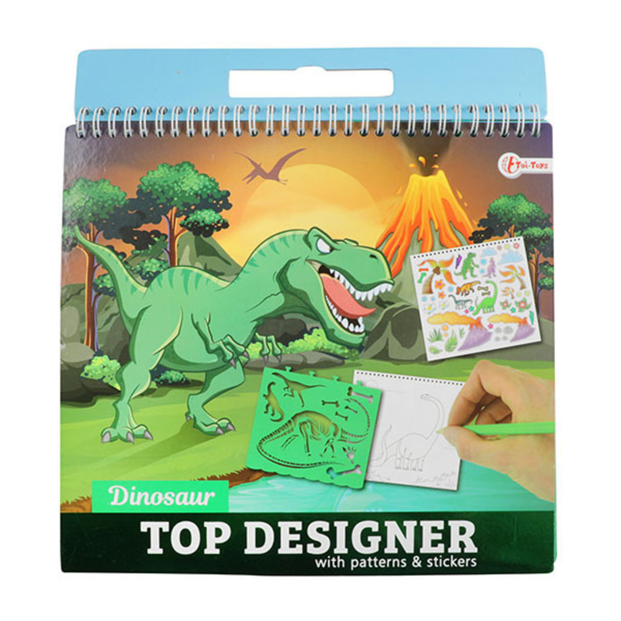 Dinosaurier Skizzenbuch mit Schablonen und Stickern
