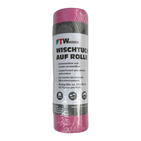 Universal Wischtuch auf Rolle in pink 1x50 Tücher Putzlappen oder Reinigungstücher