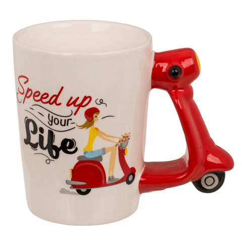 Speed up your Life Kaffeebecher mit Motorroller als Henkel