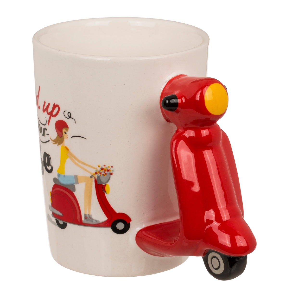 Speed up your Life Kaffeebecher mit Motorroller als Henkel