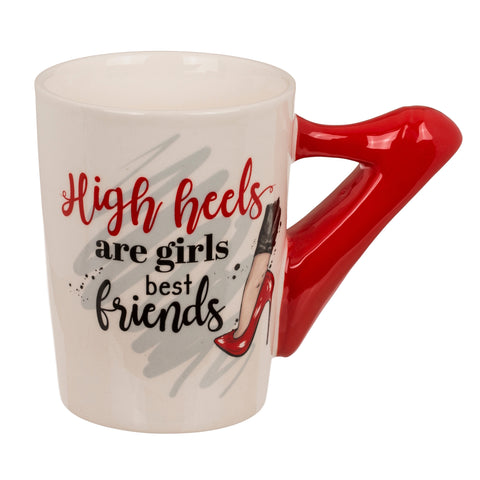 High heels are girls best friends Kaffeebecher mit Stöckelschuh als Henkel