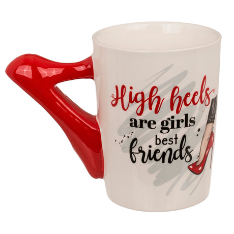 High heels are girls best friends Kaffeebecher mit Stöckelschuh als Henkel