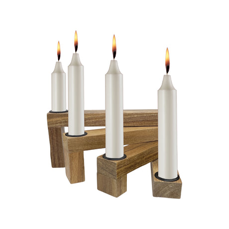 Klappbarer Kerzenhalter aus Holz für vier Kerzen