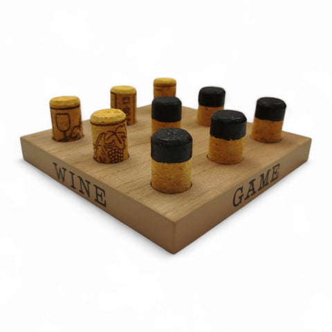Gesellschaftsspiel Tic Tac Toe Wein Brettspiel aus Holz und Kork