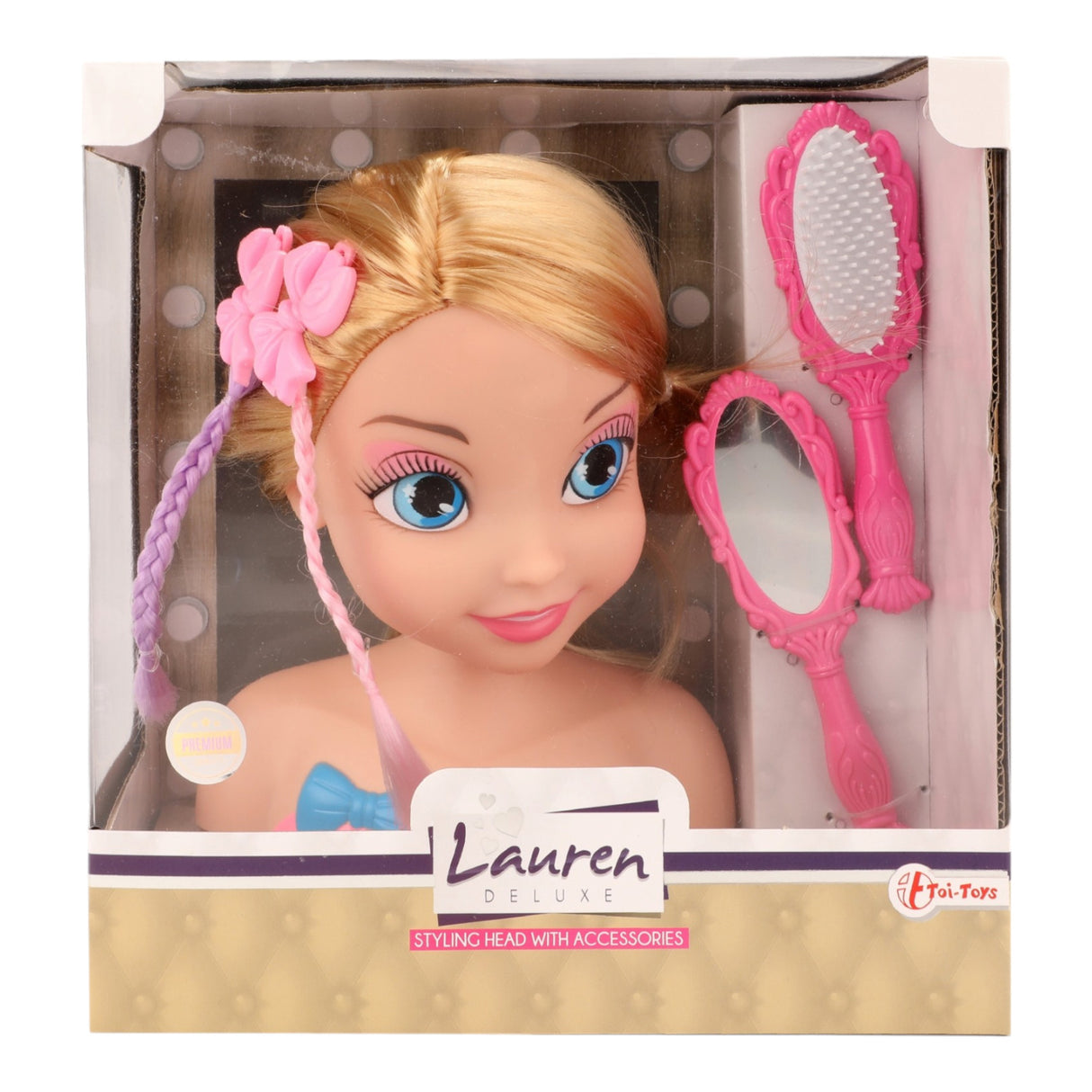 Spielzeug Schminkkopf für Mädchen Styling Spiel mit Haarbürste und Handspiegel