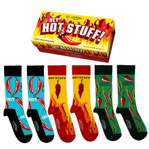 Hot Stuff Socken Geschenk für Chili-Liebhaber Chili-Strümpfe in 39-46 (3 Paare)
