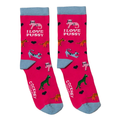 I love pussy Socken Funsocken Damen Katzen Strümpfe in 37-42 im Paar